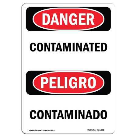Signmission Safety Sign, OSHA Danger, 5" Height, Contaminated, Bilingual Spanish, 10PK OS-DS-D-35-VS-1832-10PK